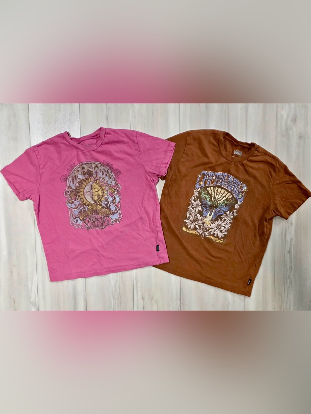 Vans Kids' set of 2 Pink Graphic Tees - size M 10/12